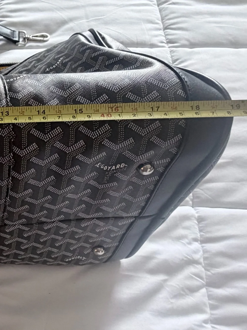 G Black Leather Trim Duffel Bag with Bright Orange Interior